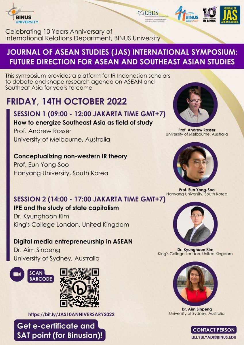 As part of 10 years anniversary of JAS, we’ll conduct JAS symposium discussing future ASEAN studies.
Feel free to join us #asean #IndonesianIR <a href="/aihii_official/">AIHII Official</a> 
bit.ly/JAS10ANNIVERSA…