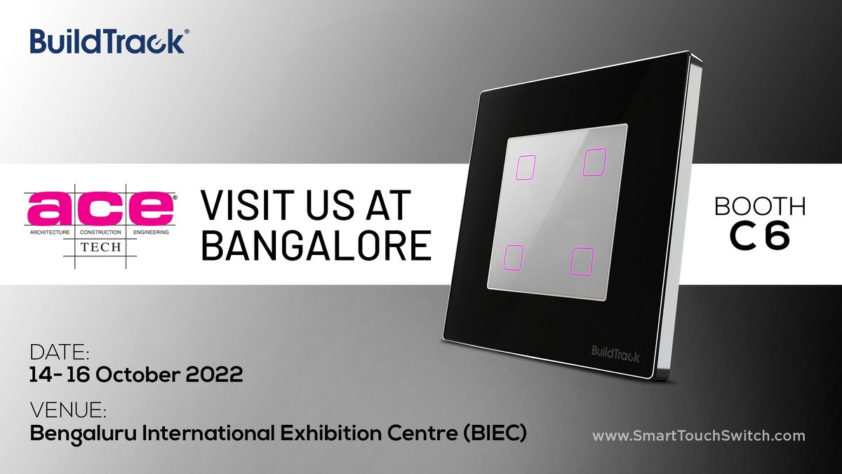 buildtrack's tweet photo. See you at Bangalore @The_AceTech . Booth C-6
#expo2022 #bangalore #buildtrack #touchswitches #smarttouchswitches #smarthomes #homeautomation #architects #interiordesigners #interiordecor #homedecor #lifestyle https://t.co/FIN27etnLZ