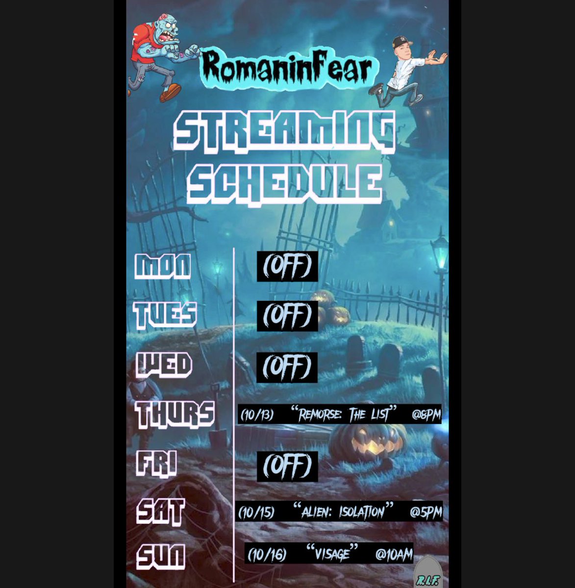 RomanInFear's tweet photo. This weeks stream schedule!! #linkinbio #twitch #twitchtv #twitchstreamer #twitchaffiliate #twitchgamer #twitchstream #twitchgaming #twitchstreaming #twitchstreamers #smallstreamer #smallstreamers #smallstreamerconnect #smallstreamerstv #supportsmallstreamers #tiktokstreamer https://t.co/nYWb9GhXC4