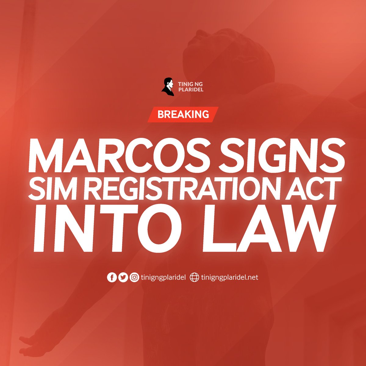 BREAKING: President Ferdinand Marcos Jr. signs the SIM Registration Act into law. The measure will require mobile device users to register their real names, phone numbers and other personal information.

#NoToSIMCardReg