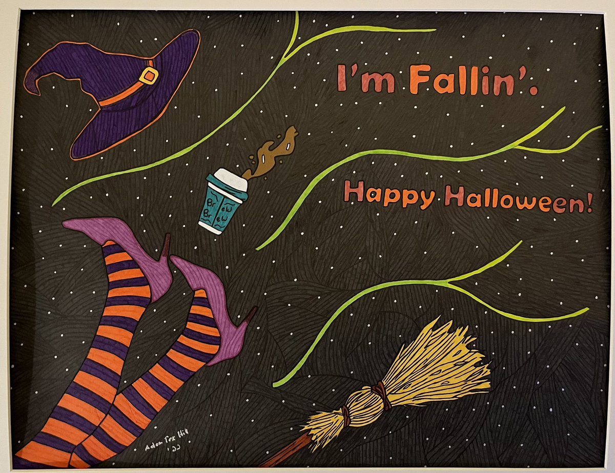 “Fall-in” by Adam Tex Hill 
#art #artistsontwitter #artwork #halloweenart #halloween #witches #FallForArt
