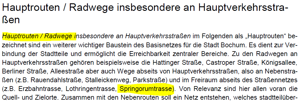 radentscheidBO's tweet photo. Ein weiterer Aspekt in der Posse um die #Rüttelstreifen auf dem #Springorumradweg:
Während @bochum_de den Weg ruiniert und keine echte Lösung für die Konflikte zwischen Fuß- und Radverkehr sucht, wird er im kommenden Radverkehrskonzept als wichtige Hauptroute aufgeführt. https://t.co/WvptmJTg5k