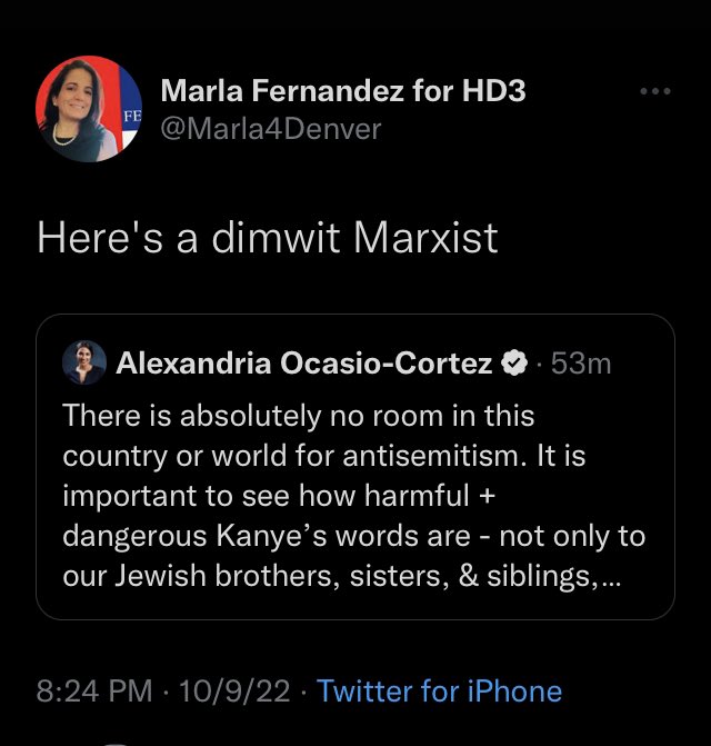 Anonymous_jane9's tweet photo. #GOP candidate for #CO HD3 made disparaging remarks  about the gov’s Judaism, praised the Spanish Inquisition, denies past antisemitism of the JBS, &amp; calls AOC “marxist” for calling out Kanye’s  #antisemitism. When they show you who they are believe them! #copolitics #stop_hate https://t.co/l7eRXibSUV
