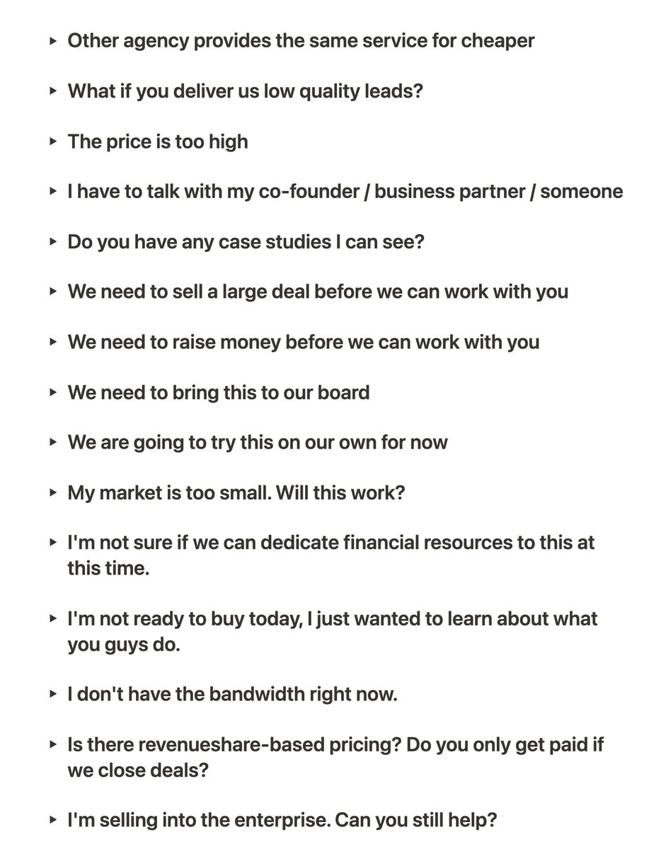 LEAD GEN AGENCY OWNERS:

I created a doc with 17 common sales objections I've gotten when selling lead gen

And crafted an answer for each one of them

Today I'm giving out 750 copies for FREE

RT this tweet &amp; comment "SALES" and I'll send it over to you

(must be following)