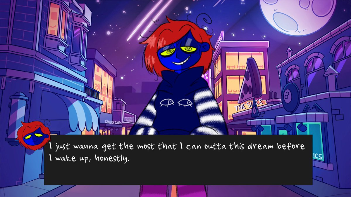 raetreader's tweet image. It's been a hot minute since I posted here so have my dreamself in a fake #monsterprom screenshot. I couldn't find an empty dialogue box so I just lazily made one myself.