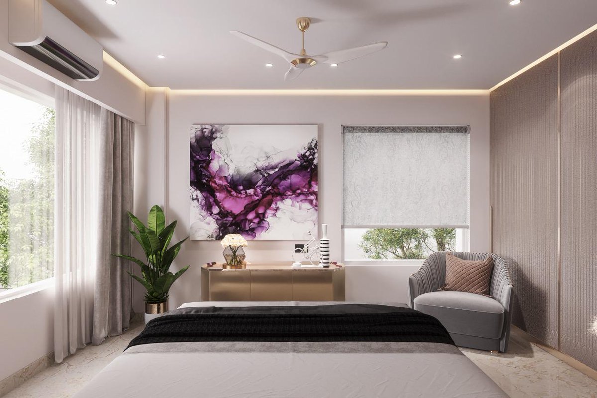 There are no hard-and-fast guidelines for establishing the ideal artistic bedroom decor concept. Therefore, feel free to experiment with the bedroom's furnishings, wall paint, overall decor, and more. - Shades of Space - Principal Designer: Dhara Khakhar #interior