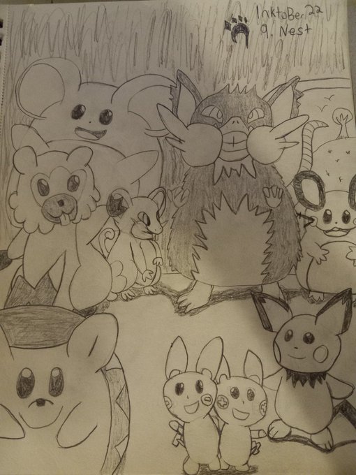 #inktober2022 promt 9 nest. I decided to do a "rats nest" full of different rat and mouse pokemon. Rattata<a href="/tag/inktober2022"class="tags">#inktober2022</a><a href="/tag/drawing"class="tags"><span>#drawing</span></a><a href="/tag/pokemon"class="tags"><span>#pokemon</span></a><a href="/tag/inktober"class="tags"><span>#inktober</span></a><a href="/tag/pokemonfanart"class="tags"><span>#pokemonfanart</span></a>