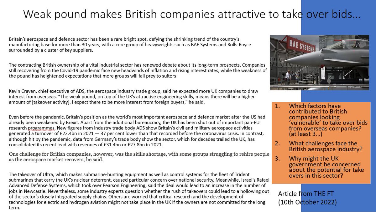 #Casestudyoftheweek - British aerospace industry facing threats from external factors.