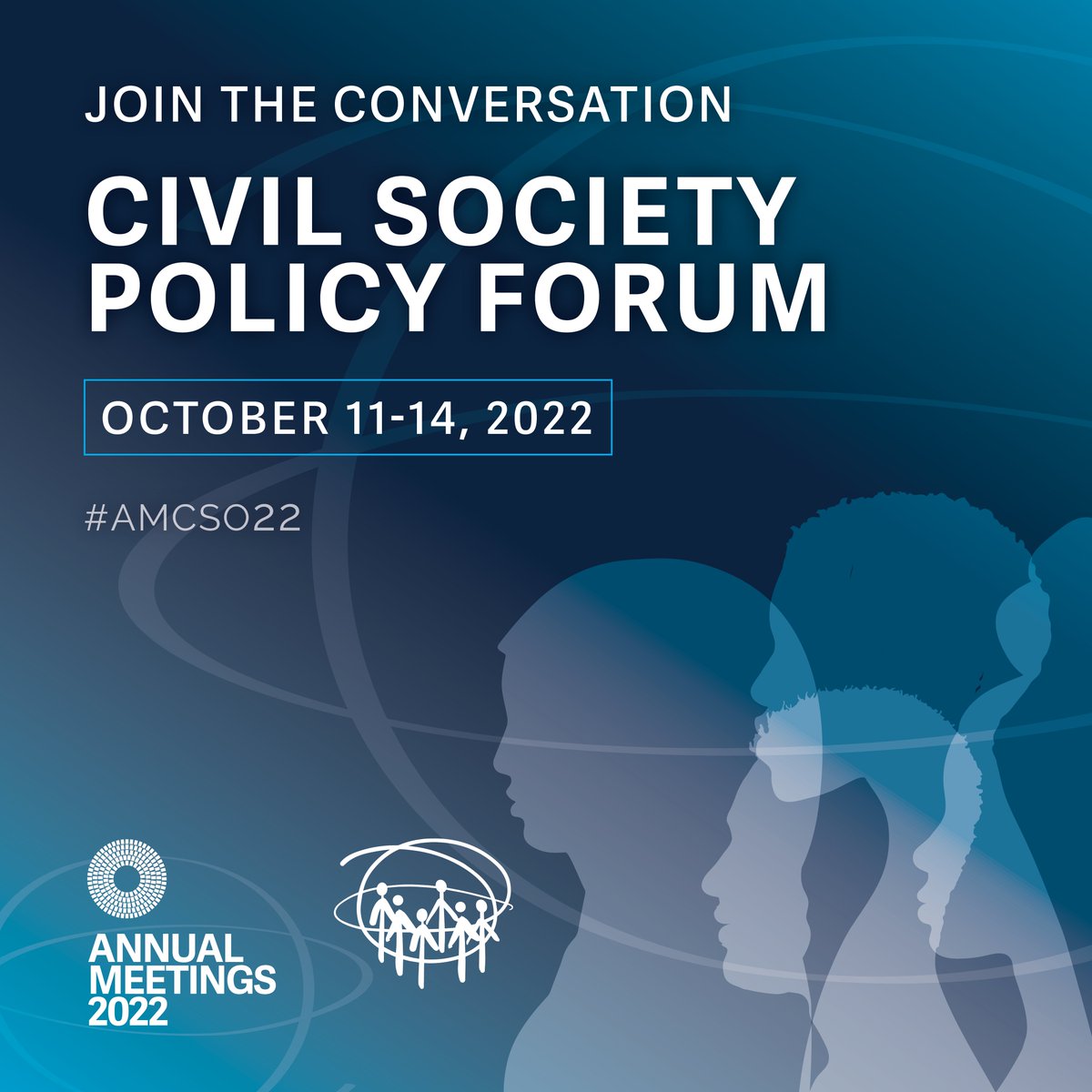 WorldBankGroup's tweet photo. Join us in person or virtually at the Civil Society Policy Forum, October 11-14!

🤝🏿 Meet civil society colleagues
🎤 Speak up on shared development priorities
🔑 Share best practices &amp; ideas
🙋‍♀️ Engage @IMFNews @WorldBank @IFC_org

Watch LIVE: https://t.co/XyefD3EoIU #AMCSO22 https://t.co/TGCJKV1iSK
