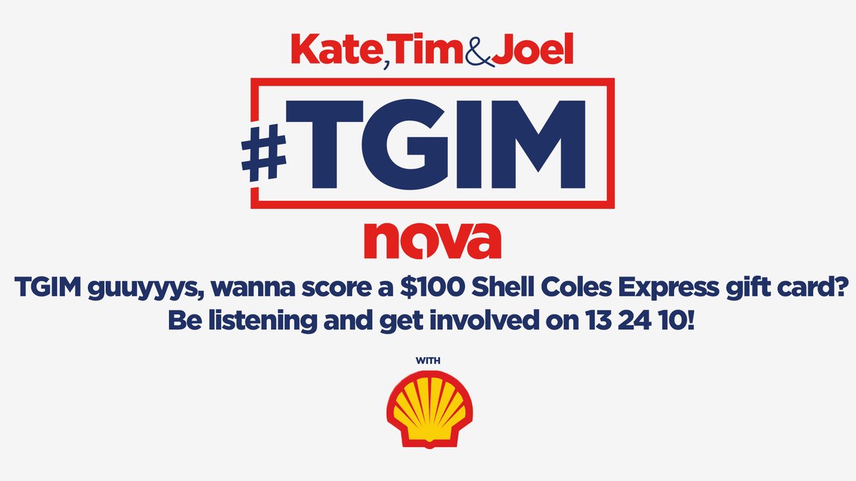 rickileeandtim's tweet photo. TGIM guuyyys, wanna score a $100 Shell Coles Express gift card?
Be listening and get involved on 13 24 10!
Thanks #ShellAustralia #ShellModelCars https://t.co/ZXYpv9UlRJ