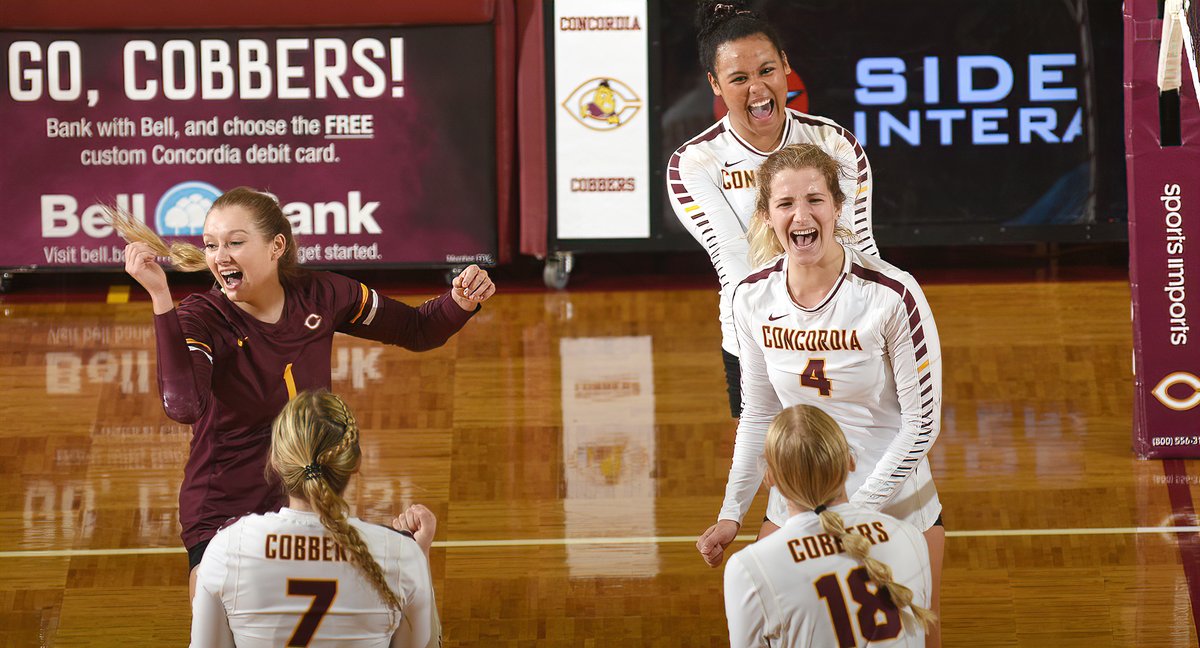 CobberSID's tweet photo. RECAP: Cobber volleyball finished off Homecoming in fine fashion as they posted three unanswered set wins to down Macalester 3-1. CC has now won 3⃣ of its last 4⃣ matches.  

Recap: https://t.co/yh0GHRR5EN https://t.co/typnW3sPUq