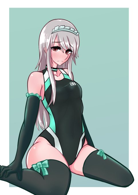 競泳水着メイドの真理さん描きました 