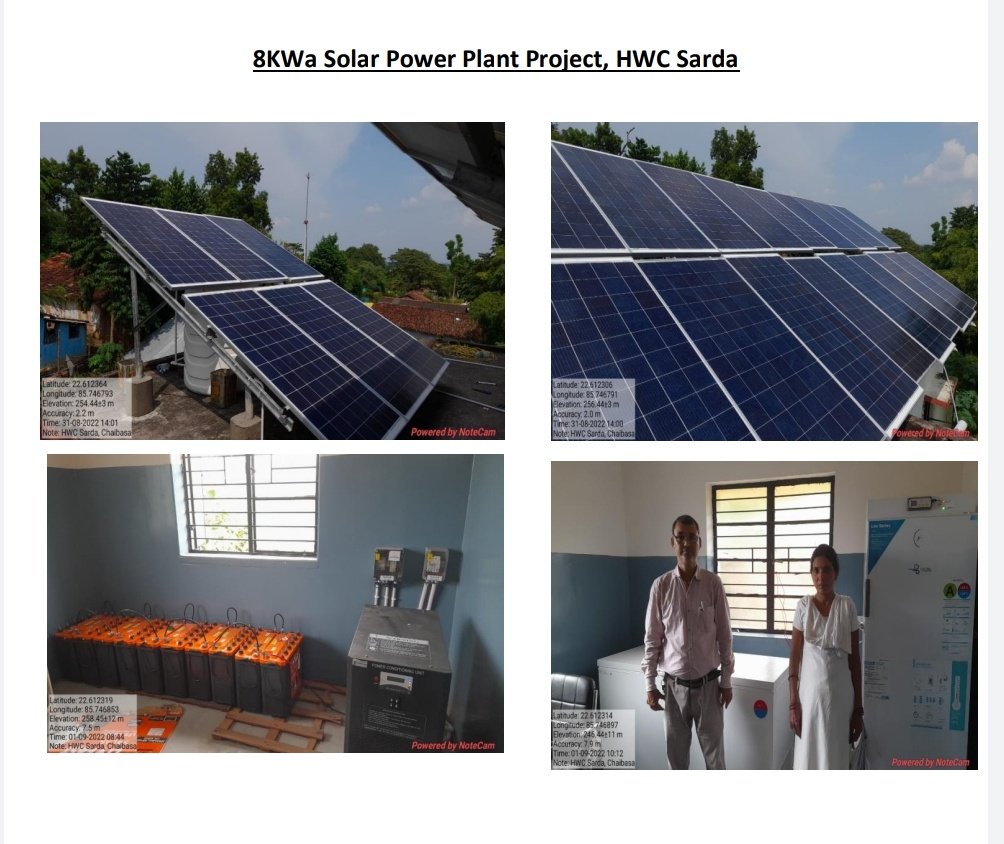 DC_Chaibasa's tweet photo. जिले के दूरस्थ क्षेत्रों PHC-जेटिया/जराईकेला/जैंतगढ़ सहित 2 HWC में विशेष केंद्रीय सहायता(SCA) मद से 8KWa सोलर पावर प्लांट का अधिष्ठापन किया गया है। अब सुदूरवर्ती इन पांचों केंद्रों पर दवाई/वैक्सीन भंडारण हेतु कोल्ड चैन पॉइंट की सुविधा व्यवस्थित रहेगी। @HemantSorenJMM @JobaMajhi https://t.co/9tiKe4lcHR