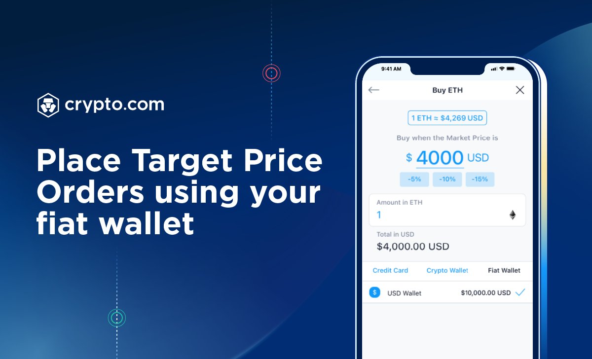 🆕 Your Fiat Wallet has been integrated with the Target Price Orders feature!
 
You can now place an order to buy or sell crypto at your preferred price using fiat 💸 
 
Automate orders without having to monitor the market 📈📉 and gain greater control over 
each trade.