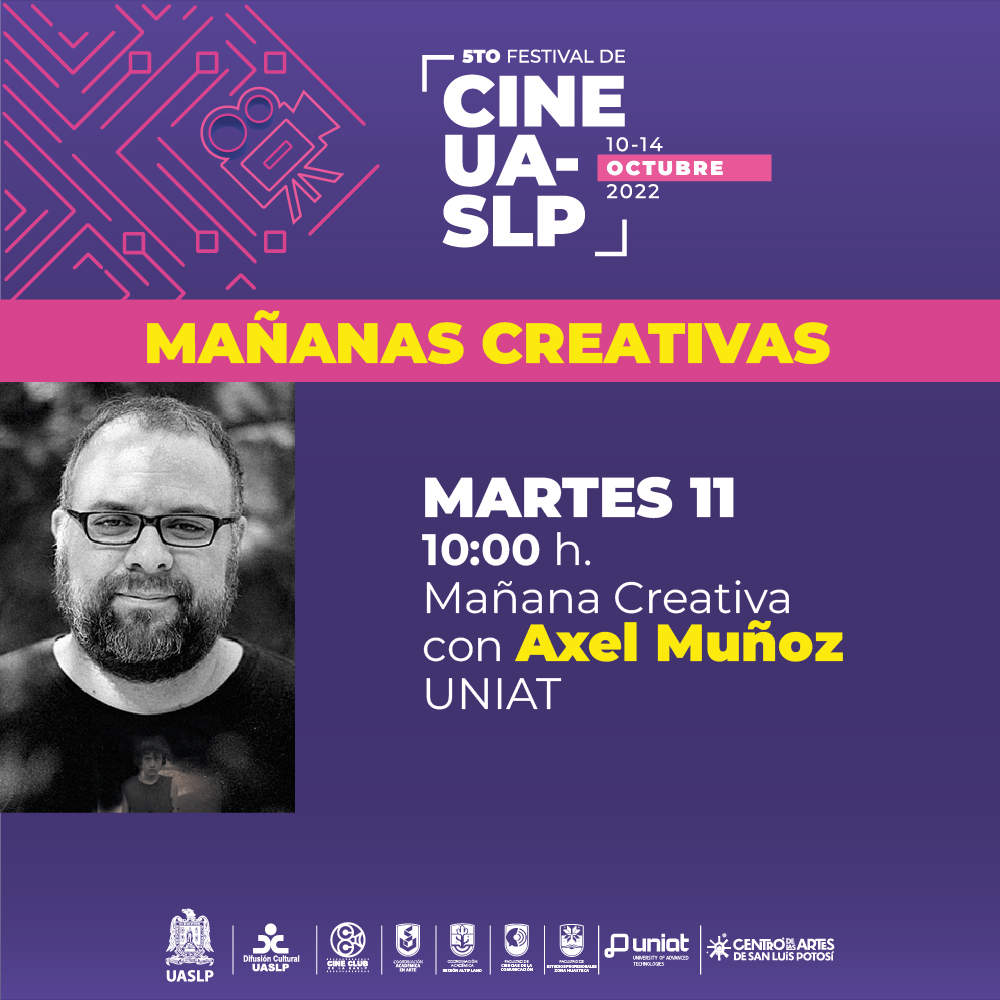 LaUASLP's tweet photo. 🟪 Te presentamos los eventos del 5º Festival de @CineUASLP de este martes 11 de octubre.
¡Entrada libre a las funciones!
Consulta la programación: https://t.co/gVpmHd5iCX
#UASLP
#CineUASLP
#FestivaldeCineUASLP https://t.co/pWECMe2H1A