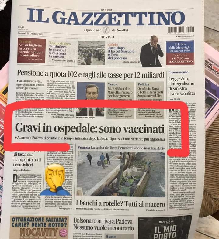DanieleDragone1's tweet photo. Il Covid sta aumentando tra i vaccinati, ospedali pieni di sierati ed i soliti noti della medicina invocano la 4° dose... ma poveri deficenti della mascherina day, sierati malati che siete. Ma non vi sentite un po' PRESI PER CULO? #dariflettere #novaccinofasullo #speranzaingalera https://t.co/JqF36mrJx3