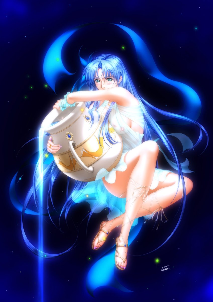 1枚目ゼノサーガのKOS-MOSさん。
2枚目昔にみずがめ座のイメージで描いた絵。
3枚目OVA版ワーズワースのシャロン影の一族編の落書き。
4枚目3枚目と同じ仕様だけど描いてる途中でボツになった服装差分。
青色も大好き。😉

#あなたのあお色の作品を見せてください 