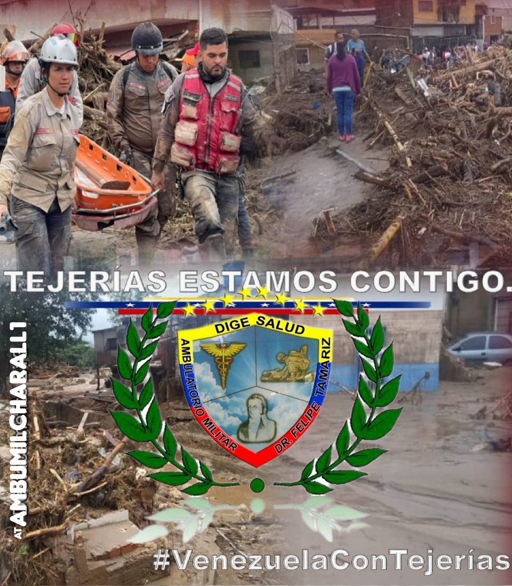 ambumilcharall1's tweet photo. Ante las intensas precipitaciones ocurridas en el mcpio. Santos Michelena del estado #Aragua, nos unimos al duelo nacional decretado por nuestro CJ @NicolasMaduro y expresamos nuestro compromiso irrestricto con todo el pueblo de Tejerías.
@DigesaludFANB @ZMiranda43 @hljohan https://t.co/vjqXhydoA8