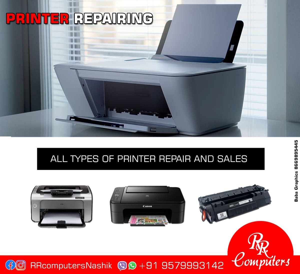 RR_Computers's tweet image. GET IT FIXED !
PRINTER REPAIR FOR EVERYONE.
WE , RR COMPUTERS ARE PRINTER REPAIR SPECIALIST
CALL US ON
📞 8855093142
📞 9579993142
#RRComputers #ComputerSalesandService #ComputerRepairInNashik #NashikComputers #RRComputerNashik #bestcomputerrepair #pcrepair #services #repairs