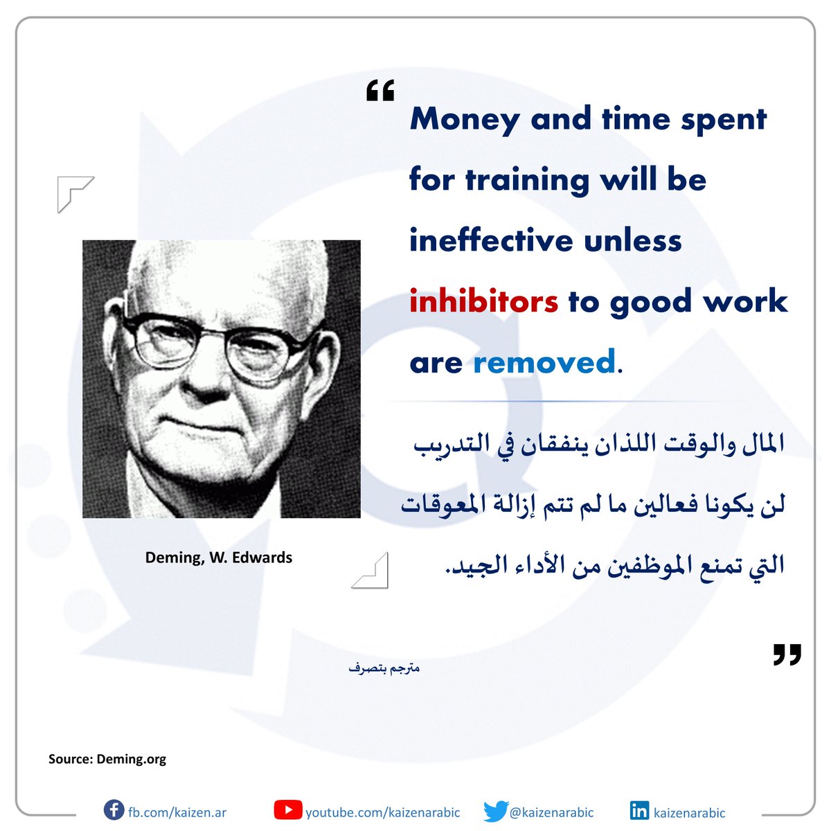 kaizenarabic's tweet photo. #اقتباسات_كايزن

حمل كتيب اقتباسات كايزن مجانا الآن

https://t.co/c3UA93fvsG

سلسلة قاموس كايزن

https://t.co/gDG03Sg6nP

المال والوقت اللذان ينفقان في التدريب لن يكونا فعالين ما لم تتم إزالة المع��قات التي تمنع الموظفين من الأداء الجيد. https://t.co/YZL82fsBS4