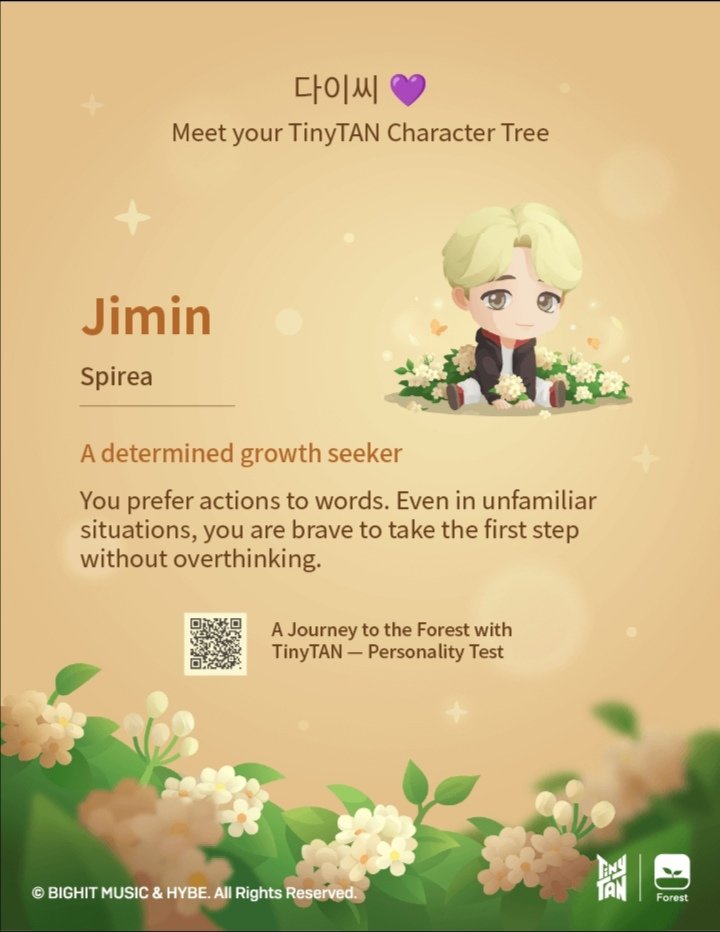 Azucena23960ho1's tweet photo. In the personality test I got my beautiful bias jiminshi 😍 fate unites us from the day I saw you for the first time and you arrowed me and I became an army of bts 😍🇵🇪💜@BTS_twt @TinyTANofficial #TinyTAN #tinytanforest #JIMIN https://t.co/cE5Ri2jdyG