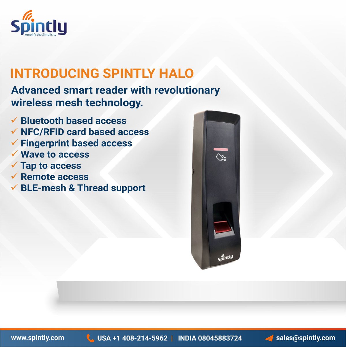 Spintly2's tweet photo. INTRODUCING HALO
An advanced BLE and Thread-enabled access control reader by Spintly with the highest level of security and reliability.
Learn More: https://t.co/kpAJhjvOdq
#Spintly #accesscontrol #Smartaccess #Halo #Smartphonebasedaccess #Biometricaccess #cardbasedaccess https://t.co/mGsJJLESbM