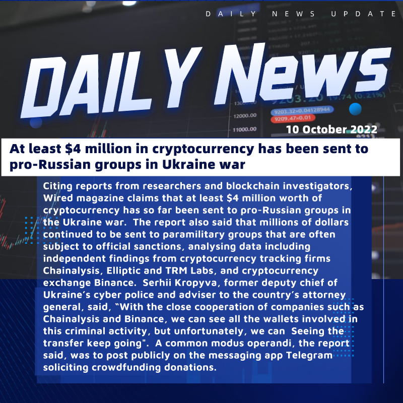 CoinMasterBC_'s tweet photo. At least $4 million in #cryptocurrency has been sent to pro-Russian groups in #Ukraine war

Follow @CoinMasterBC for more updates!📣

#cryptocurrency #crypto #cryptking #trader #bitcoin #bitcoinlife https://t.co/ZxShapAfYx