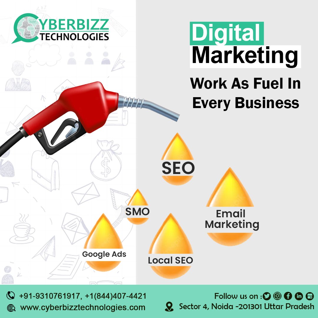 Cyberbizz3's tweet photo. Digital Marketing is working in a business-like fuel. 
What are the fuels elements are, 
✅SEO 
✅SMO 
✅Email Marketing 
✅Google Ads 
✅Local SEO

Visit our website:-  https://t.co/OP59XlZXWU

#cyberbizztechnologies #googleads #localseo #emailmarketing https://t.co/w4xjVVEDk5