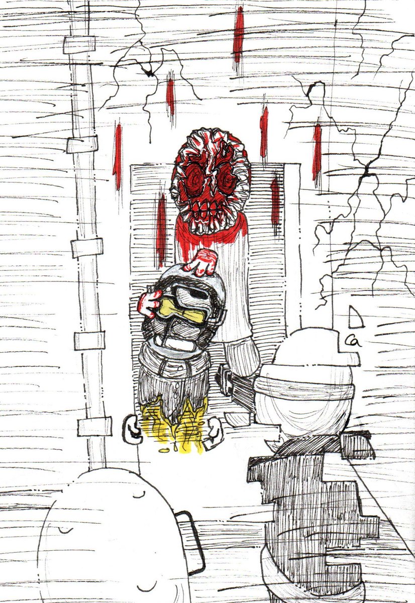 amunisence's tweet photo. Madcomtober Day 9 - Error
CW: Gore
My boyfriend asked me to do Scrapeface since that video is his favorite! I don't draw normal grunts like this very often, but I'm happy with the composition! #madnesscombat #scrapeface #madcomscrapeface #madcomtober #madcomtober2022 https://t.co/kNuFjAVTV9