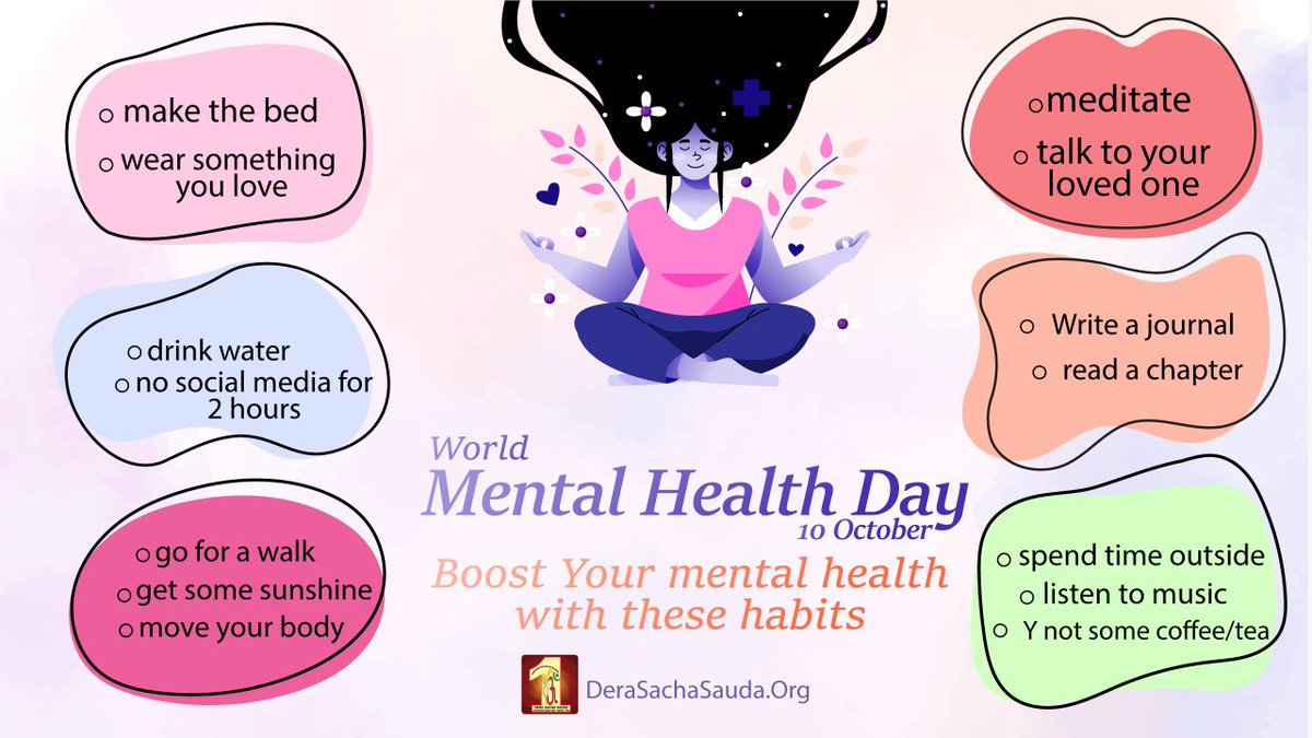 DSSNewsUpdates's tweet photo. Increased screen time, reclusiveness, hustle culture &amp; lack of self-care, all increase anxiety &amp; take a toll on mental health. Prioritise your health &amp; family time; exercise &amp; meditate to stay fit &amp; happy and seek professional help if needed. #WorldMentalHealthDay https://t.co/hpQv2OqipZ