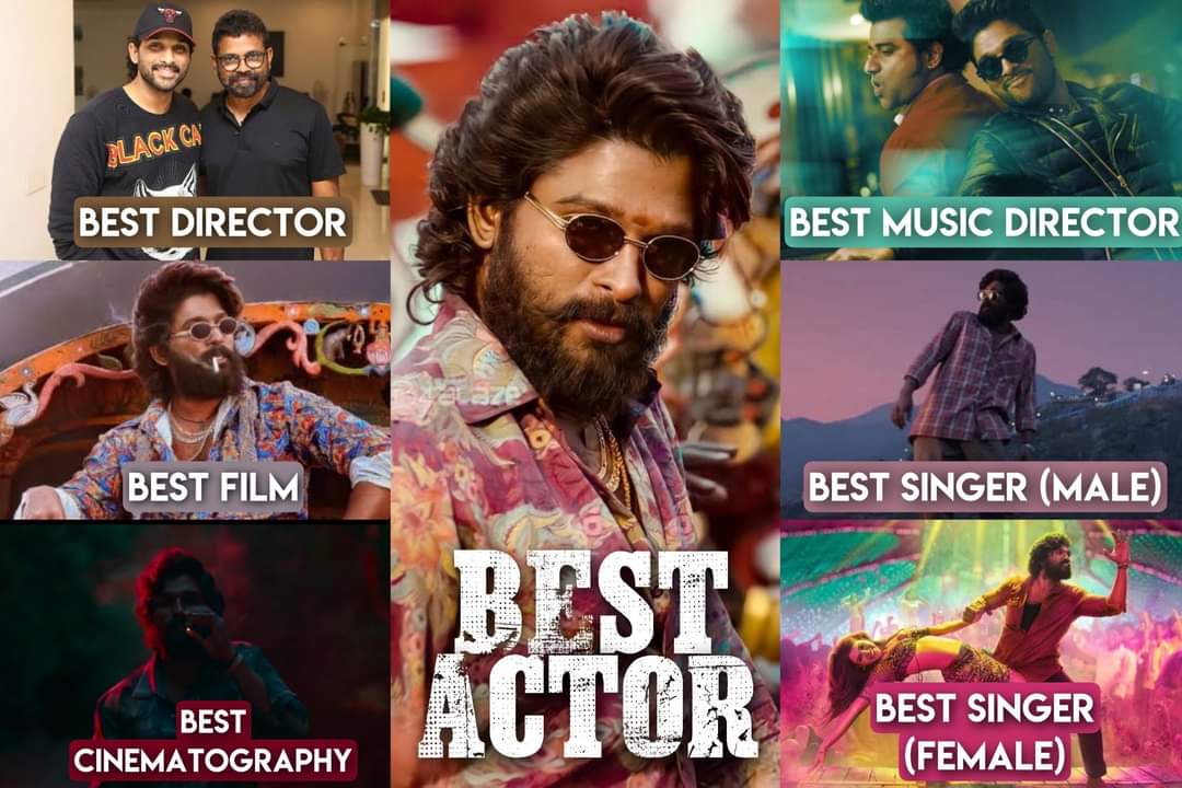 arjuncheguevara's tweet photo. Pure #Pushpa domination 🔥 #FilmFare 
Best AActor
Best Film
Best Director
Best Music Director
Best Cinema Tography
Best Singer Male
Best Singer Female https://t.co/zzVyyeFHfP