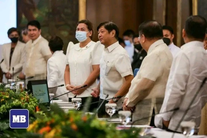 LOOK: President Ferdinand R. Marcos Jr. and Vice President Sara Z. Duterte meet cabinet members as they attend the Legislative-Executive Development Advisory Council (LEDAC) meeting at the State Dining Hall of the Malacanang Palace in Manila on October 10, 2022.   <a href="/indaysara/">Sara Duterte</a>