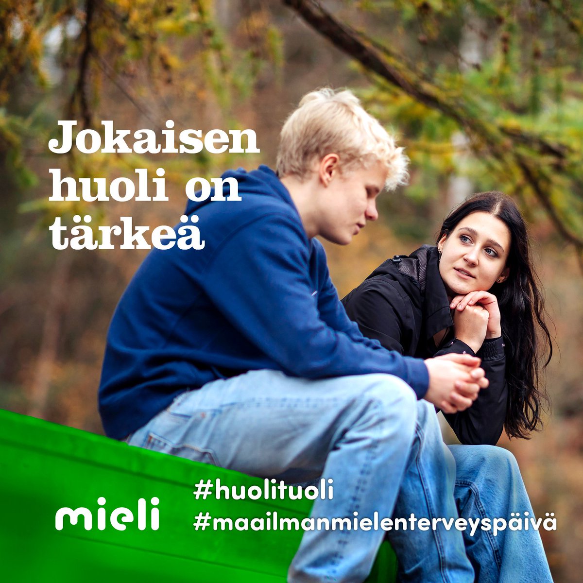 Jokaisen huoli on tärkeä 💚 Turun #Ohjaamo kannustaa nuoria aikuisia ottamaan meihin yhteyttä kaikenlaisissa huolissa. Mitä sinulle kuuluu? 💚 #maailmanmielenterveyspäivä #huolituoli #kymppikymppi #vihreäävaloa