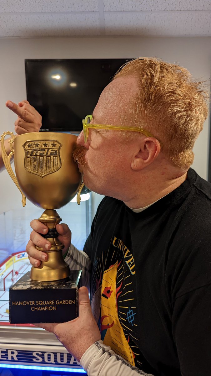ShawnMSmith's tweet photo. I think they got those championship bracket predictions wrong, eh?
Congrats to Mike on a good series, but that trophy has a home in Ellicott City! #bubblehockey #tablehockey
(Finger is not Mike's) https://t.co/2nbPUkabBr