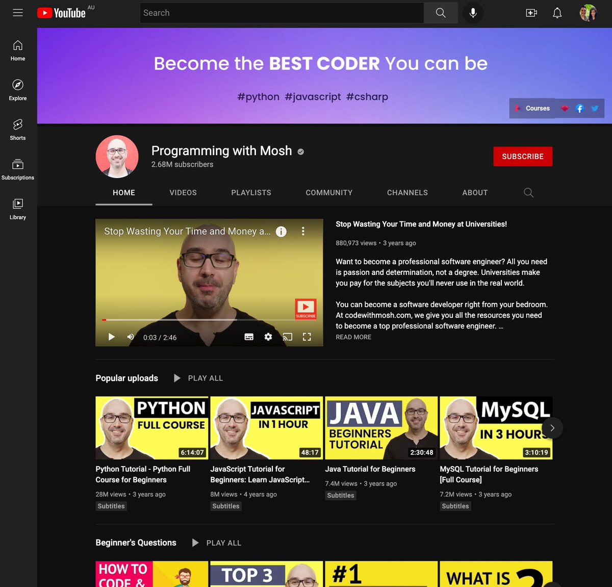 Awesome YouTube channels that make programming / web development simple