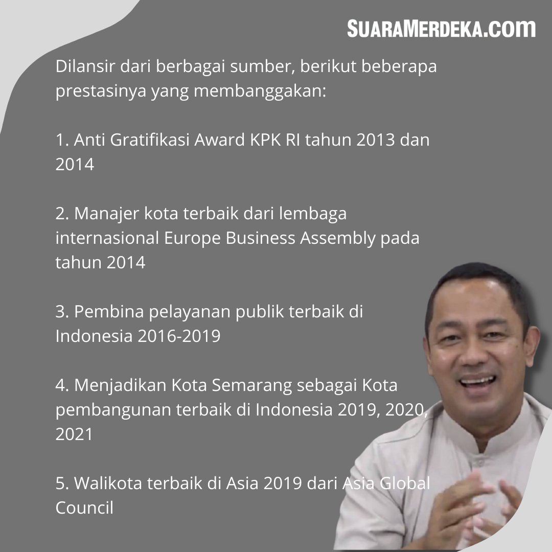 suaramerdeka's tweet photo. Dilantik Kepala LKPP, Apa Prestasi Walikota Semarang Hendrar Prihadi?
https://t.co/GLE7ifhl9y
#walikotasemarang #semarang #kotasemarang #hendrarprihadi #hendi #lkpp #pejabat #prestasi https://t.co/w5wsBG3Jmc
