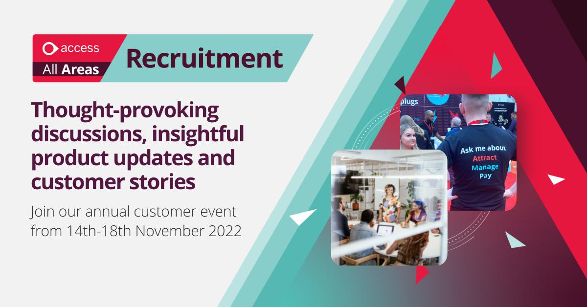 ElsHolFerman's tweet photo. Access All Areas is back... and this time, it's more exclusive than EVER❗️

We're doing more for our customers and powering an unrivalled recruitment experience. 

Come and see for yourself 👀

You can view the full agenda HERE: https://t.co/LhG7esVg2r

#Recruitment #AAA #Rectech https://t.co/rPaFJealuM