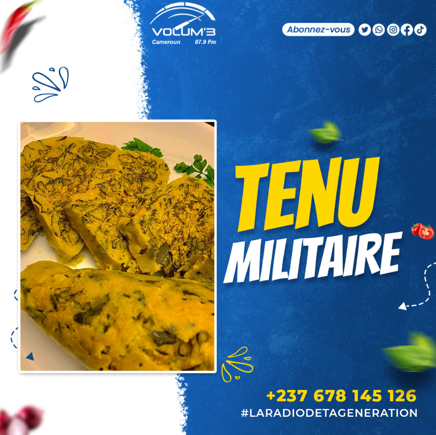Volum3Radio's tweet photo. Hello les volumiques👋🏼

La tenue militaire ou gâteau de maïs est un plat
traditionnel préparé essentiellement de mais d'huile de
palme et de feuilles de macabo.
Ça vous tente pour ce midi ??
Bonne dégustation.

#platdujour
#volum3 https://t.co/Yo7XmbGABM