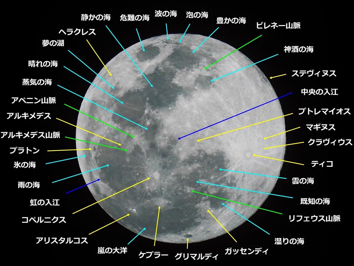 月に地名があるなんて知らなかった。どの名称もかっこいい。