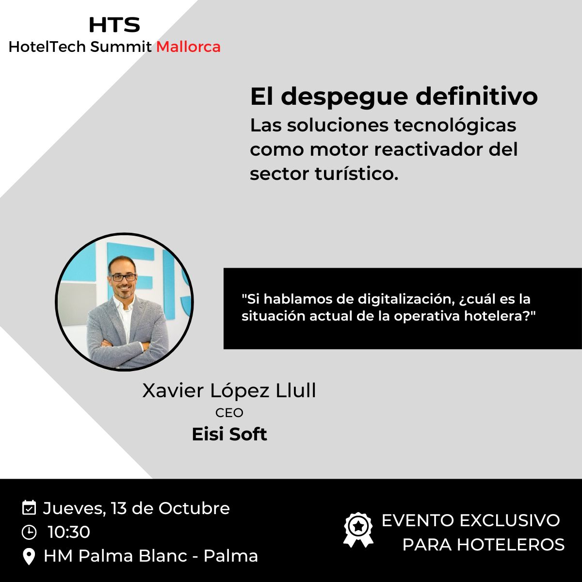Os esperamos este jueves en el HotelTech Summit Mallorca 2022 que organiza <a href="/guestpro_com/">GuestPro | Tecnología para hoteleros visionarios</a>.

🏨 HM Palma Blanc

Nuestro CEO participará como ponente hablando sobre la situación actual de la operativa hotelera, junto a otros expertos del sector.

Inscribiros: cutt.ly/bBkQLrk