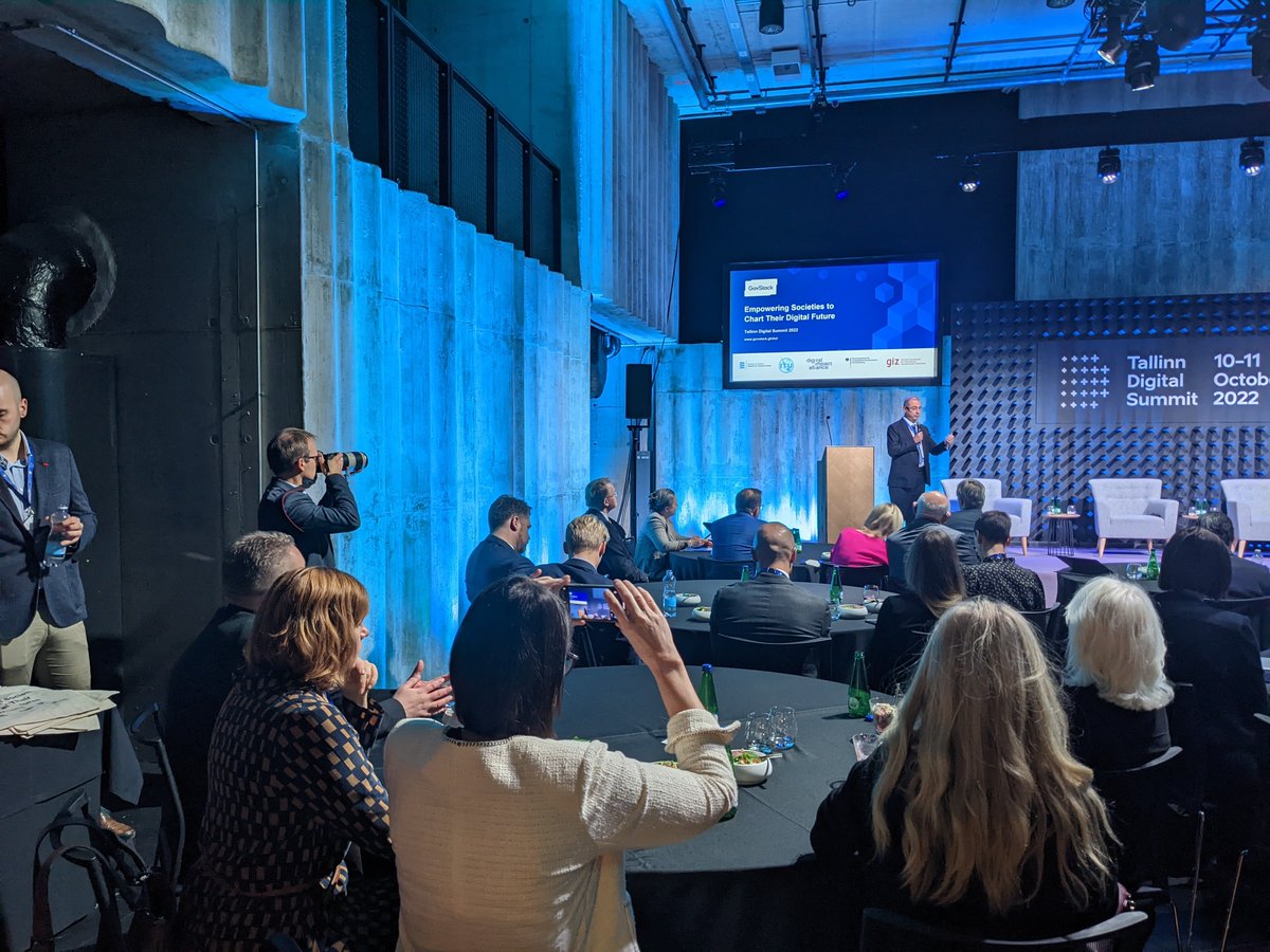 GovStackGlobal's tweet photo. It’s a full house as Nele Leosk (MFA Estonia) and Hani Eskander (ITU) kick off the @GovStackGlobal panel @TallinnSummit https://t.co/l7cICvDTi4