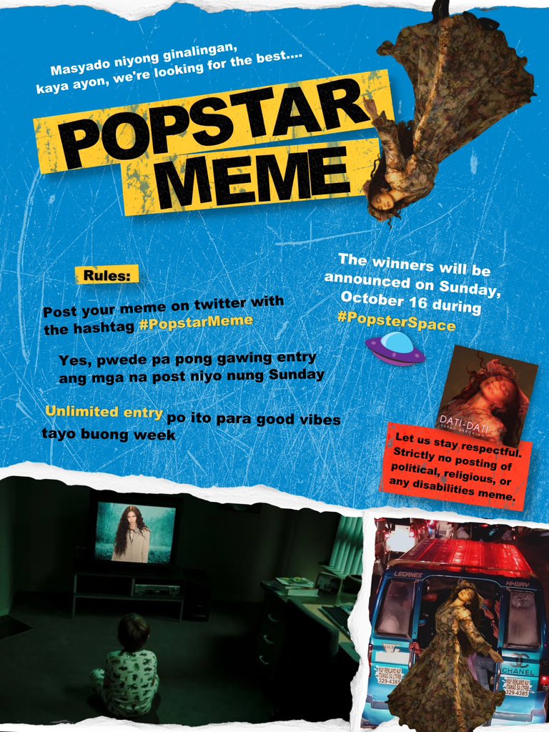 MerlionMatthew's tweet photo. Kase masyado kayong bida bida, seseryusohin na natin. The search for the wittiest, funniest, and most creative #PopstarMeme is on!
Meron itong prize kase hindi tayo hampaslupa. Tweet your entries with the hashtag #PopstarMeme now naaa!
@JustSarahG #SarahGeronimo https://t.co/g503ta7yEw