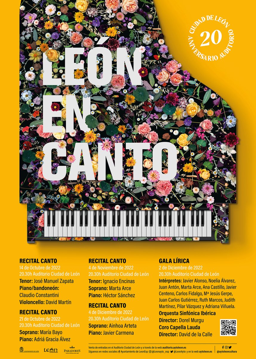 LeonAyto's tweet photo. '#LeónEsp en canto' está compuesto por 5 actuaciones con la música lírica como protagonista con artistas como @zapatatenor, @Maria_Bayo, Ignacio Encinas, 
@Ainhoarteta y trece voces leonesas que se unirán en una gran gala. 
¿Quieres más información? Aquí 👉https://t.co/8hs0i59AvH https://t.co/SjpPVEGeTW