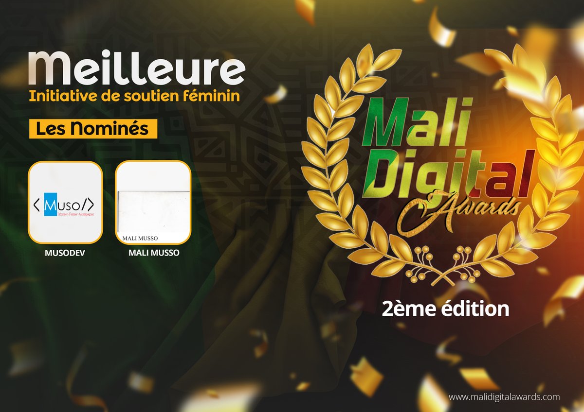 AwardsMali's tweet photo. Et voici les nominés de la catégorie #Meilleure Initiative de soutien #Féminin.
Votez pour l'initiative de votre choix ici https://t.co/U3tvrCq3AD
#MDA2022 #Awards #femme #solution #salon #Numérique #TT223 https://t.co/Hp3InPmuhl