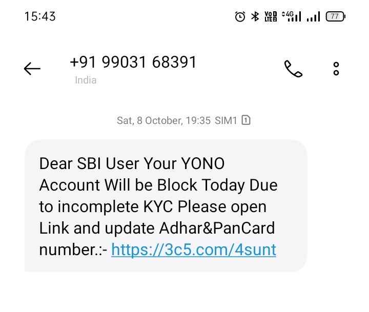 reeshi2589's tweet photo. @TheOfficialSBI @sbigeneral @RBI 
I have received massages for KYC form other unknown number. Please someone take action against that. https://t.co/wPeXm9l87S