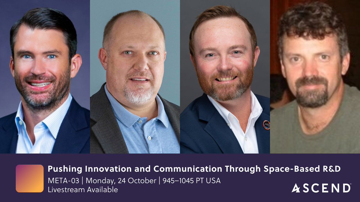 🚨 Speaker &amp; session announcement 🚨

Pushing Innovation and Communication Through Space-Based R&amp;D META session featuring:

Patrick O’Neill, <a href="/ISS_CASIS/">ISS National Lab</a> 
Norm Follett, <a href="/HPE/">HPE</a>
Robert "Ribby" Goodfellow, <a href="/CP_News/">Colgate-Palmolive</a> 
Dylan Mathis, <a href="/NASA/">NASA</a>

#ascendspace