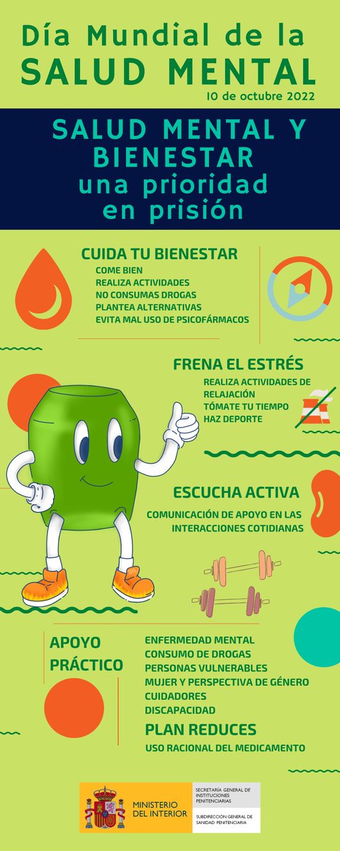 IIPPGob's tweet photo. En @IIPPGob nos sumamos al #DíaMundialdelaSaludMental a través de la campaña 'SALUD MENTAL Y BIENESTAR, UNA PRIORIDAD EN PRISIÓN'. 

El objetivo es identificar la enfermedad mental, su tratamiento y la prevención de aspectos relacionados con la salud mental. https://t.co/nLi5ZztQre