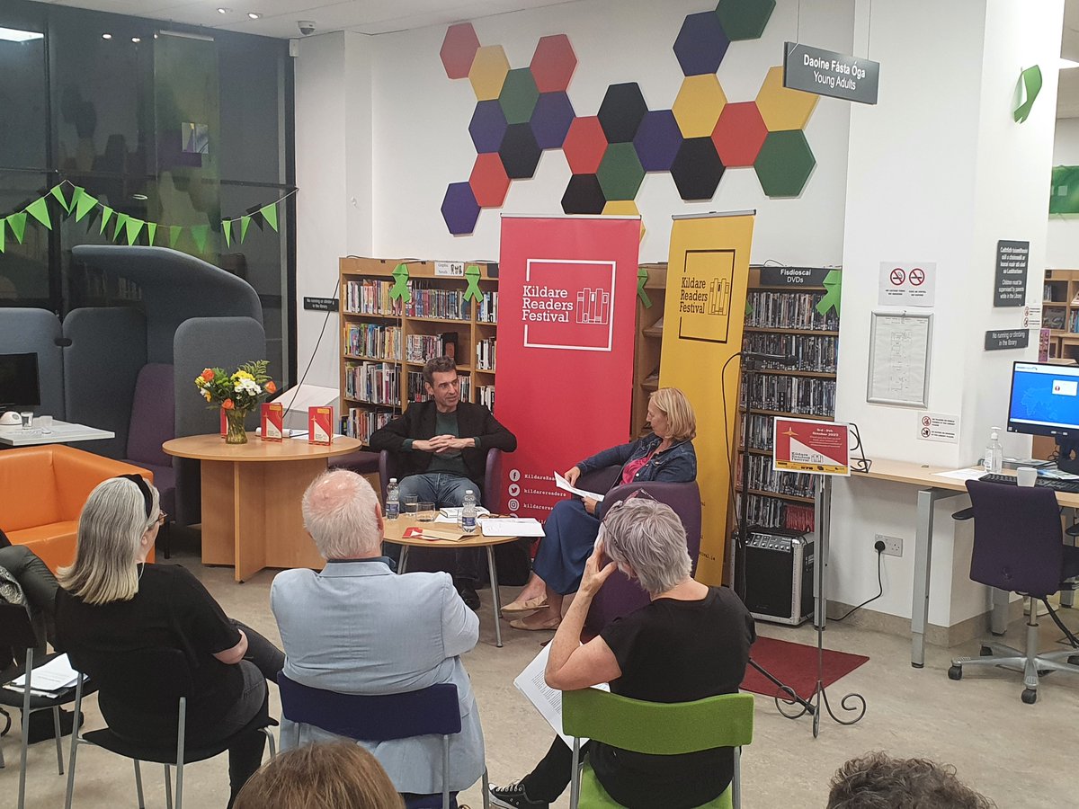 Thanks to our Anthony in #KildareTownLib for these snaps from the #kildarereadersfestival event
Ed O' Loughlin in Conversation with Miriam Mulcahy and The Annual Michael Mullan Charity Fund Writing 
Competiton Prize giving Event which were on the same night...what a busy library!