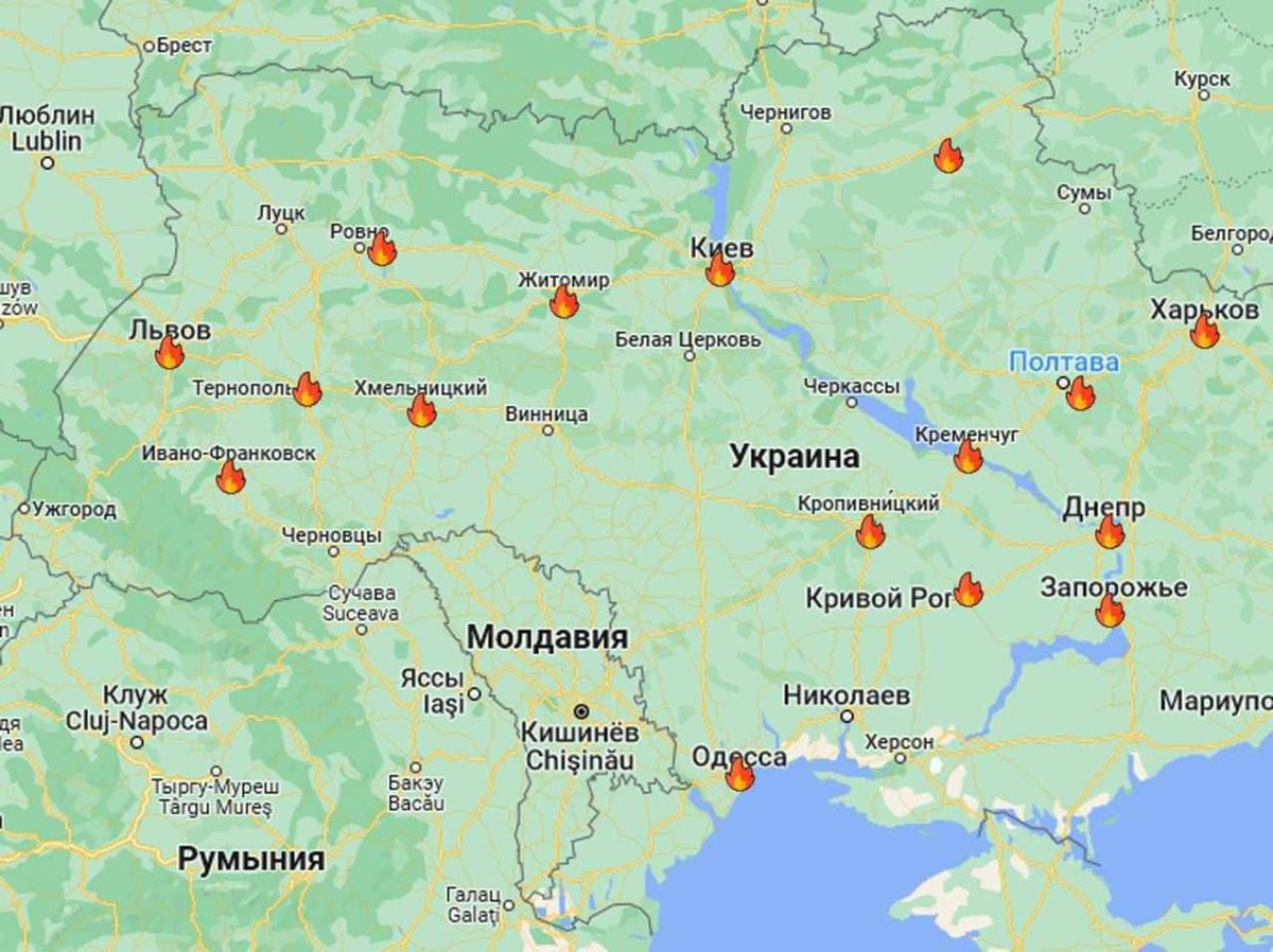 ‼️ Карта #прилетов по Украине #сегодня.