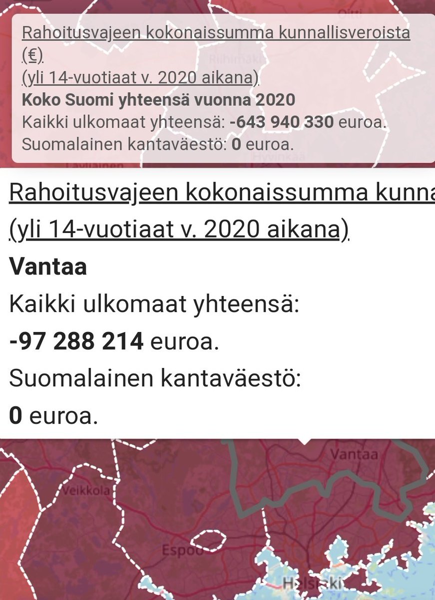 SimoGronroos's tweet photo. Maahanmuuton aiheuttama kunnallisverojen rahoitusvaje oli vuonna 2020 Vantaalla -97 228 214 euroa.
Maahanmuuton kuntakohtaiset avainluvut löydät: https://t.co/oHQ993GJMe
#maahanmuutto #vantaa https://t.co/eNmYtun6xo